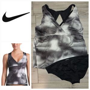 Nike Shift Layered Crossback Tankini Top & Black Active Hipster Bikini bottom XL